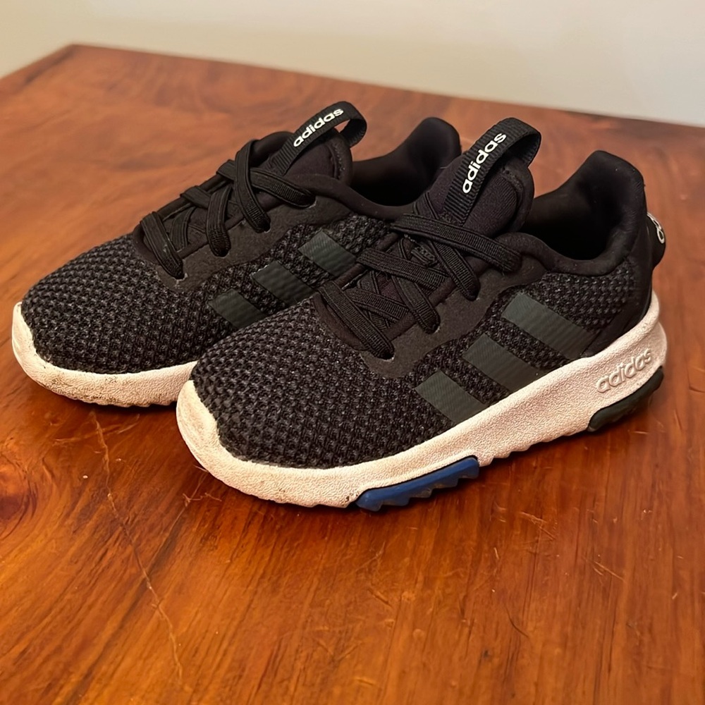 adidas Kids Black Sneakers with White Soles